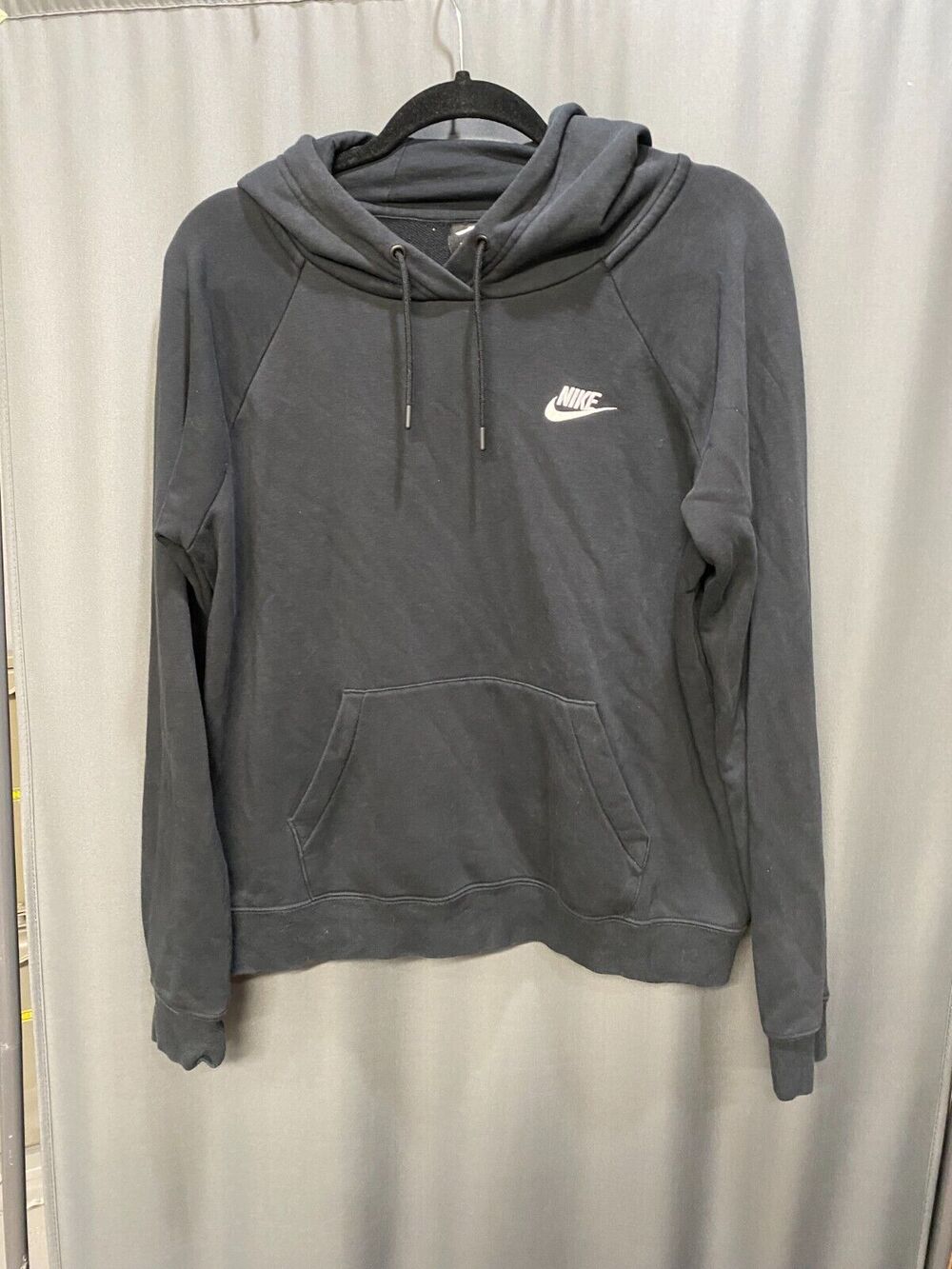 Nike Pullover Activewear Hoodie Men's Medium Black Raglan Sleeve Drawstring A02